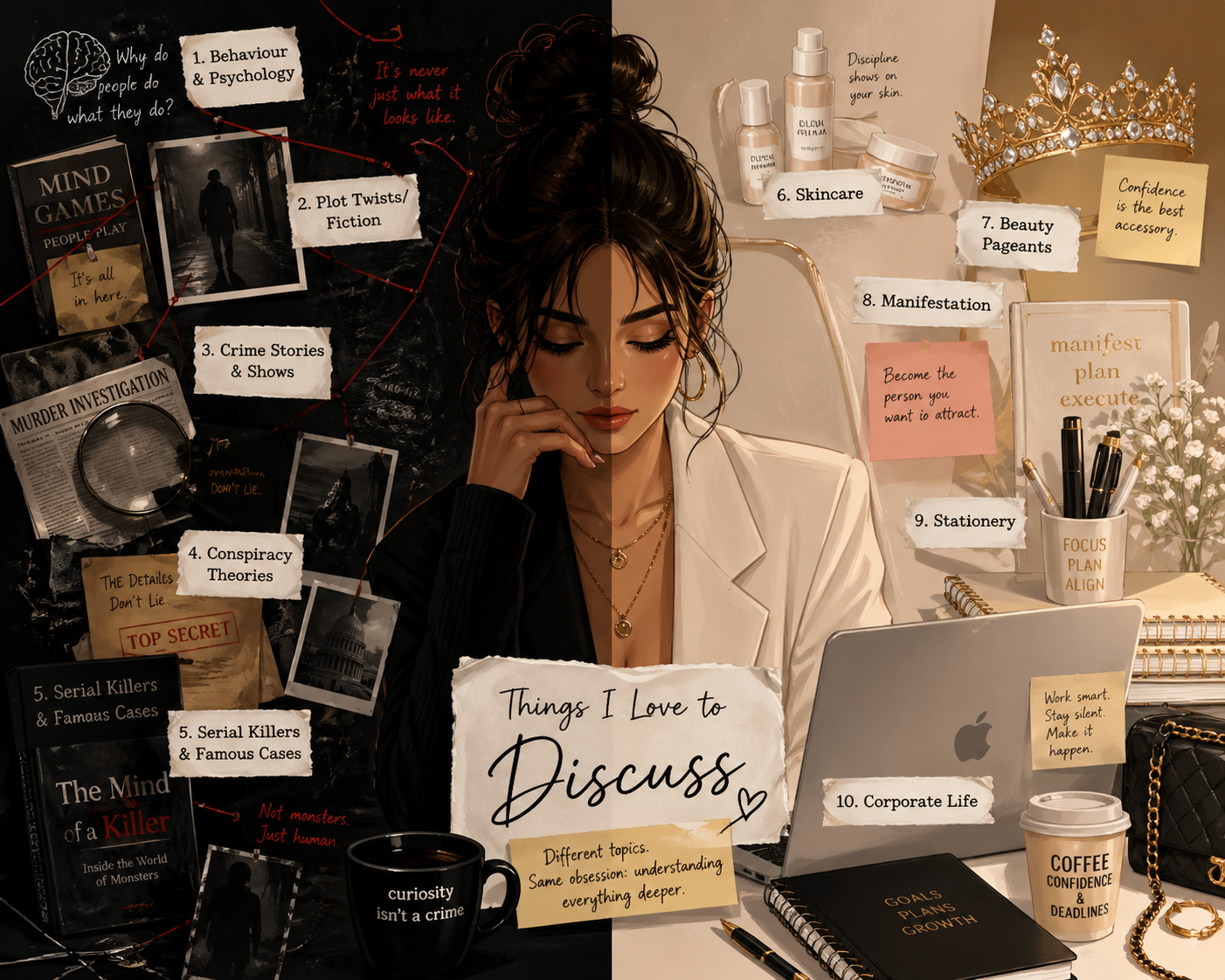 Things I Love to Discuss: Psychology, Crime, Beauty & Corporate Life